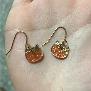 Elegant Gold and Orange Dangle Earrings